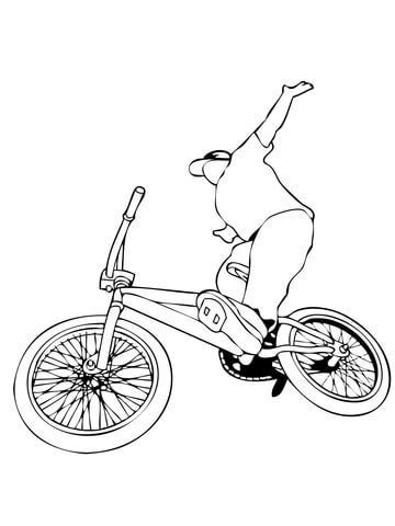 Riding Bmx Bike Coloring Page